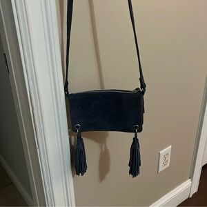 Blue suede purse